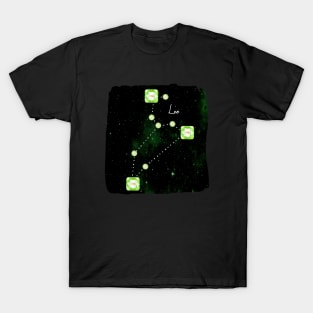 Leo Constellation in Peridot - Star Signs and Birth Stones T-Shirt